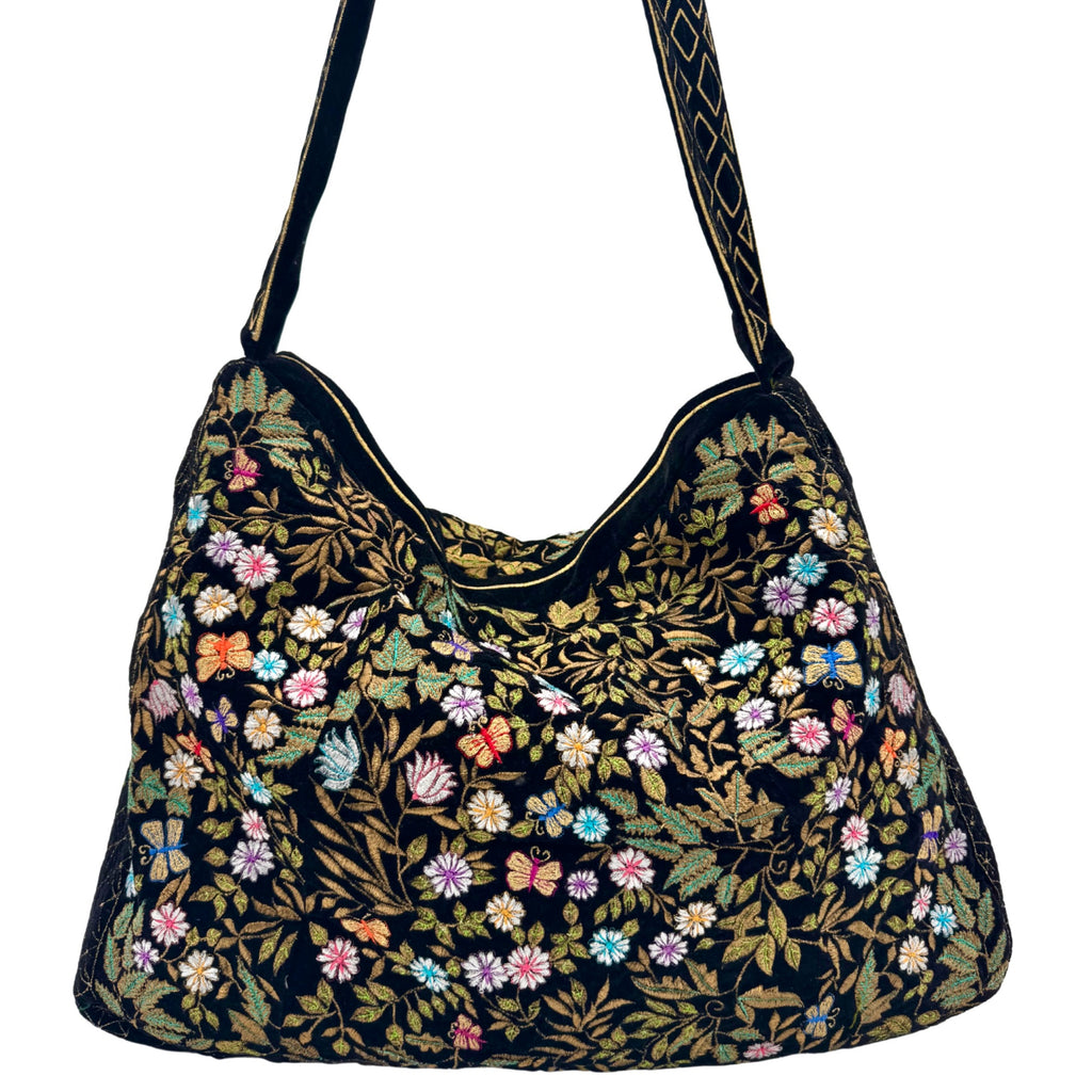 The Seraphina Luxe Tote - Embroidered Velvet Tote Bag