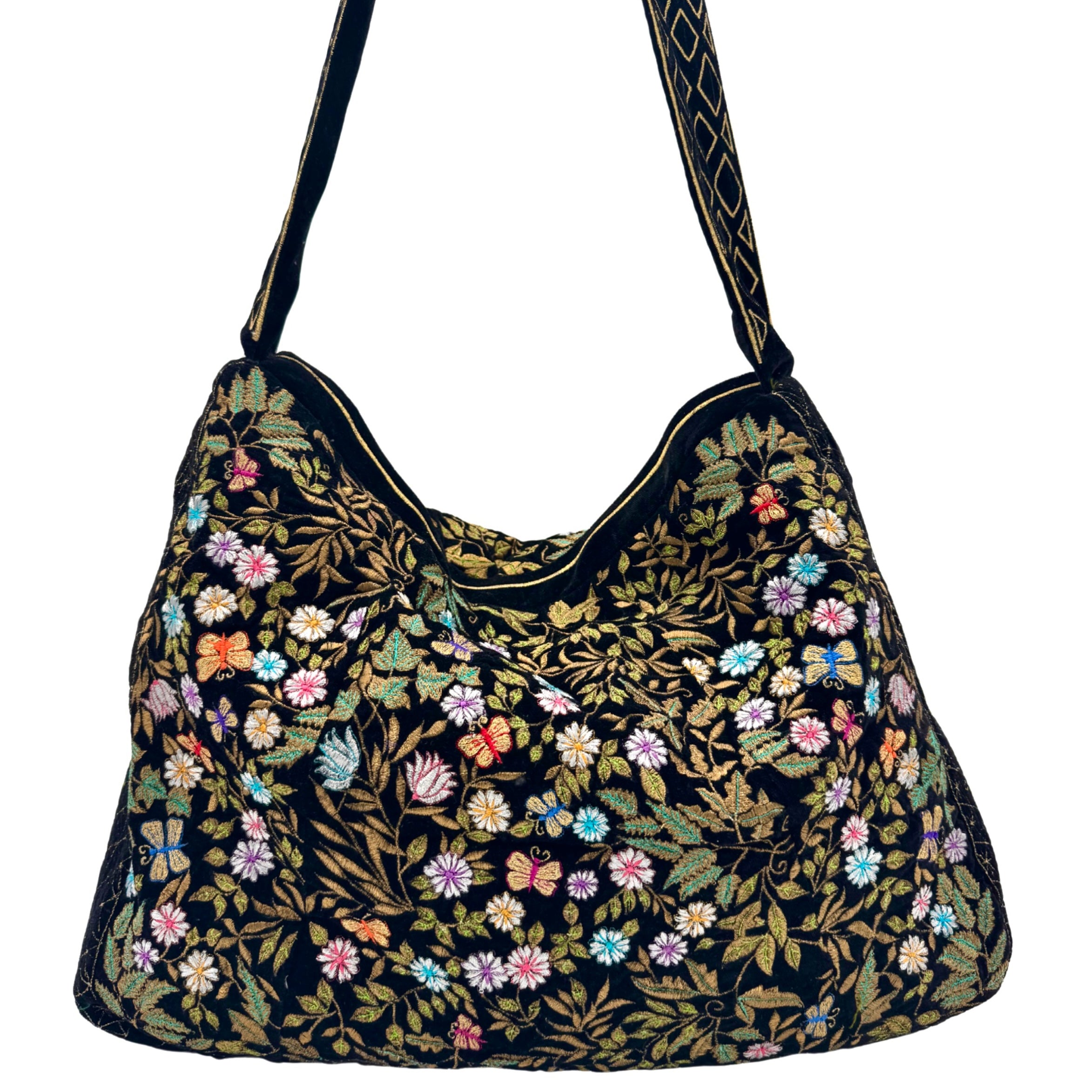 The Seraphina Luxe Tote - Embroidered Velvet Tote Bag