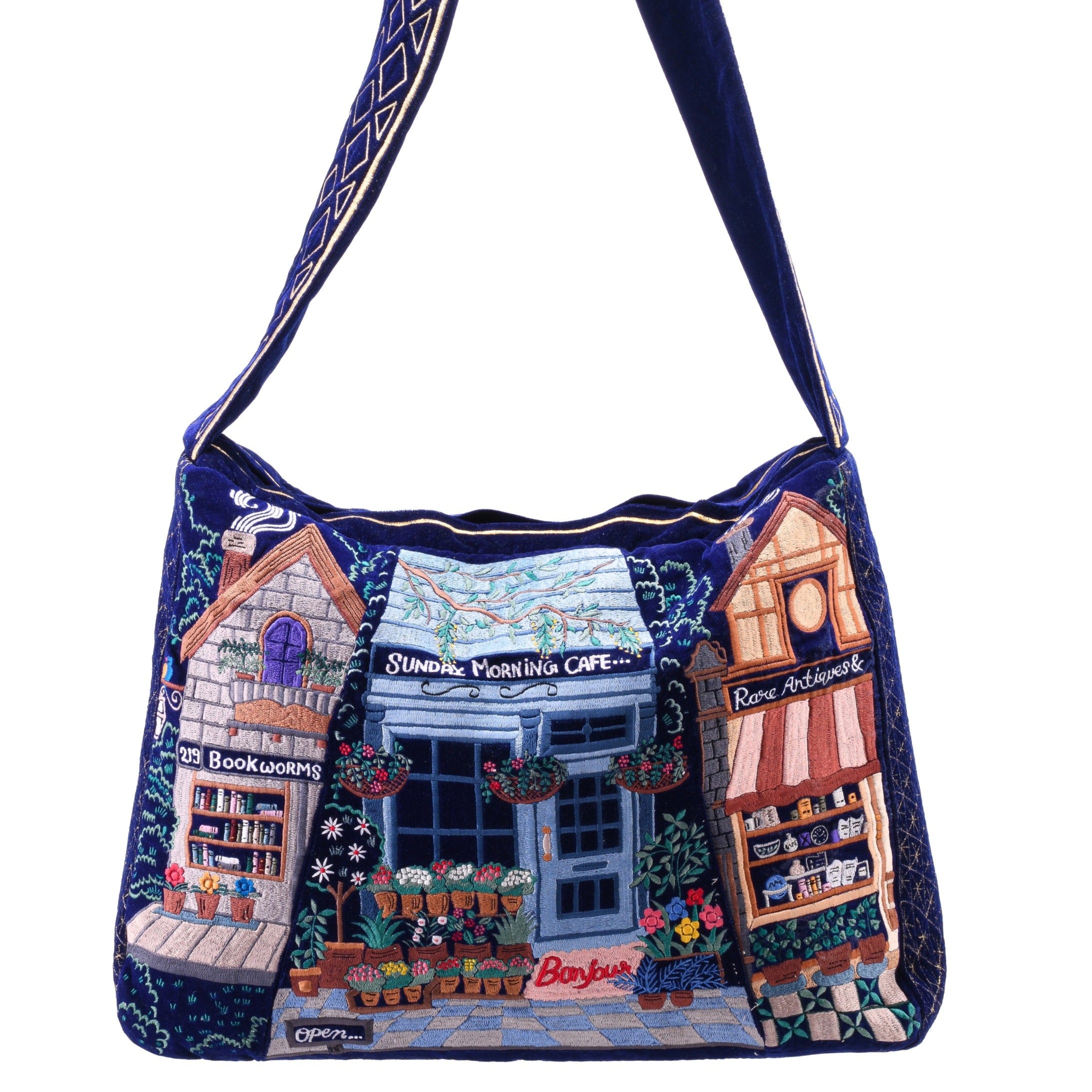 The Chelsea Luxe Tote - Deep Blue - Oversized Embroidered Tote Bag