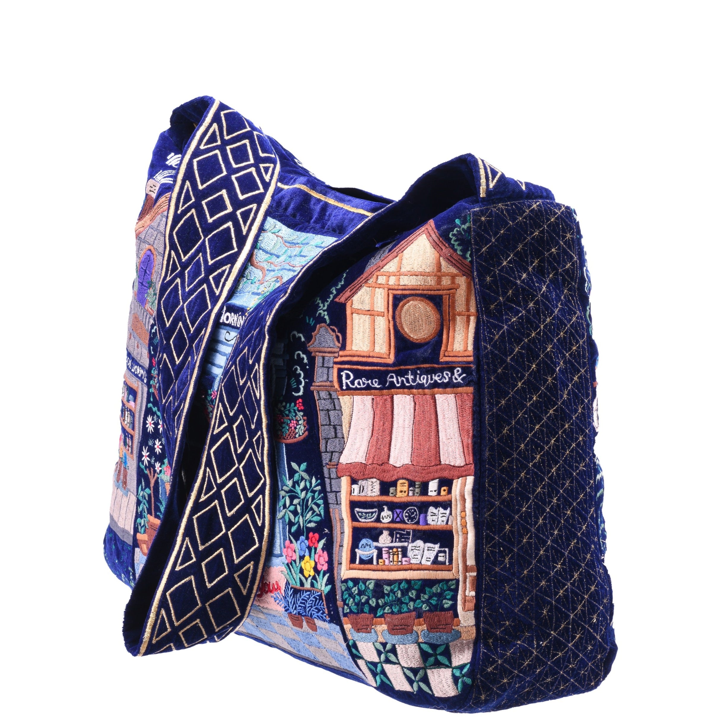The Chelsea Luxe Tote - Deep Blue - Oversized Embroidered Tote Bag