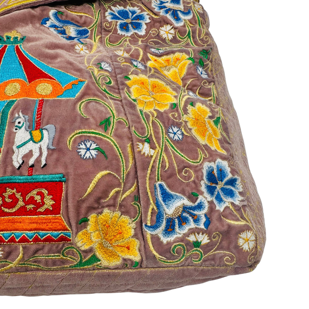 The Elinor Tote- Blush Velvet Embroidered Tote Bag