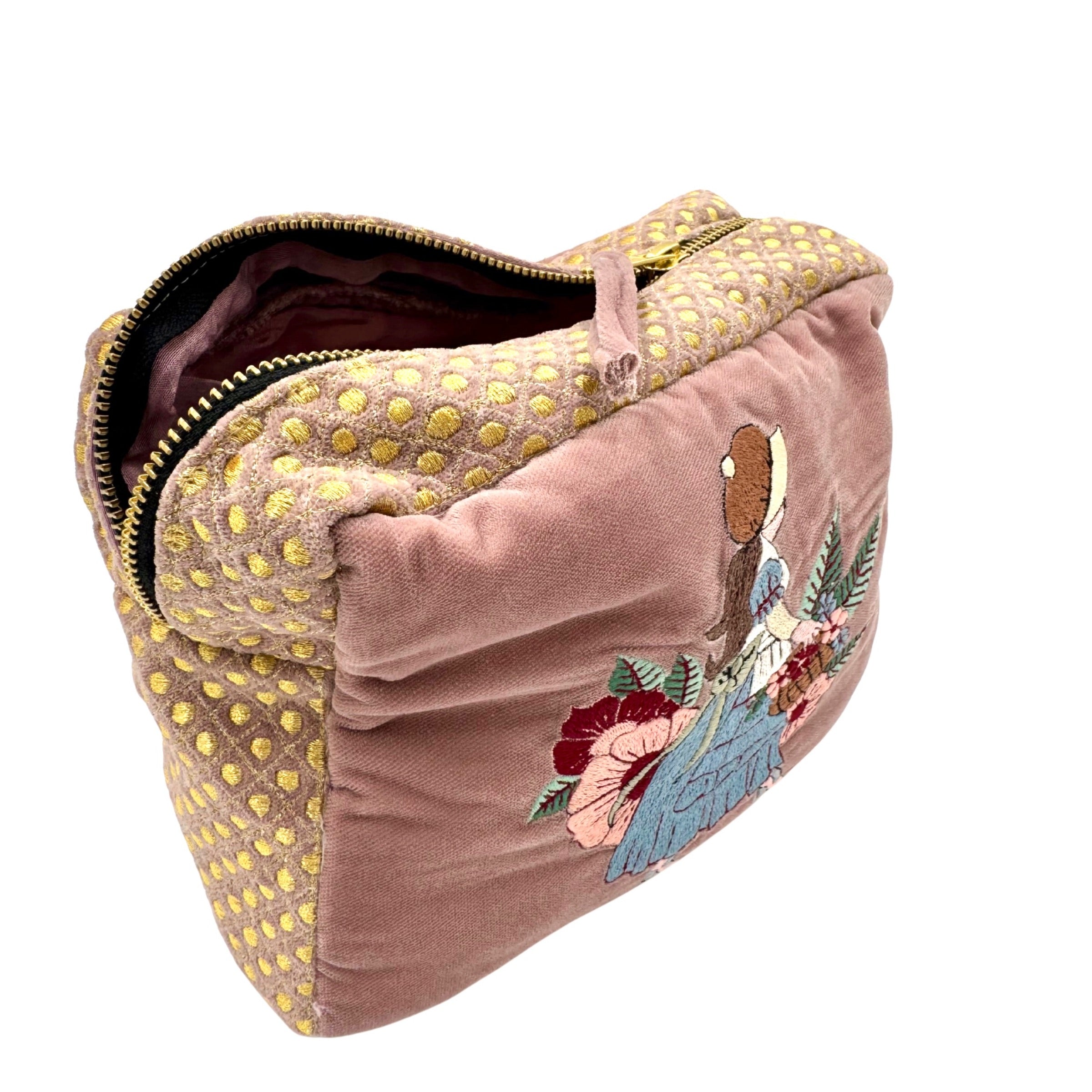 The Willow Cloud Pouch - Dusty Rose - Extra Plush Embroidered Velvet Pouch