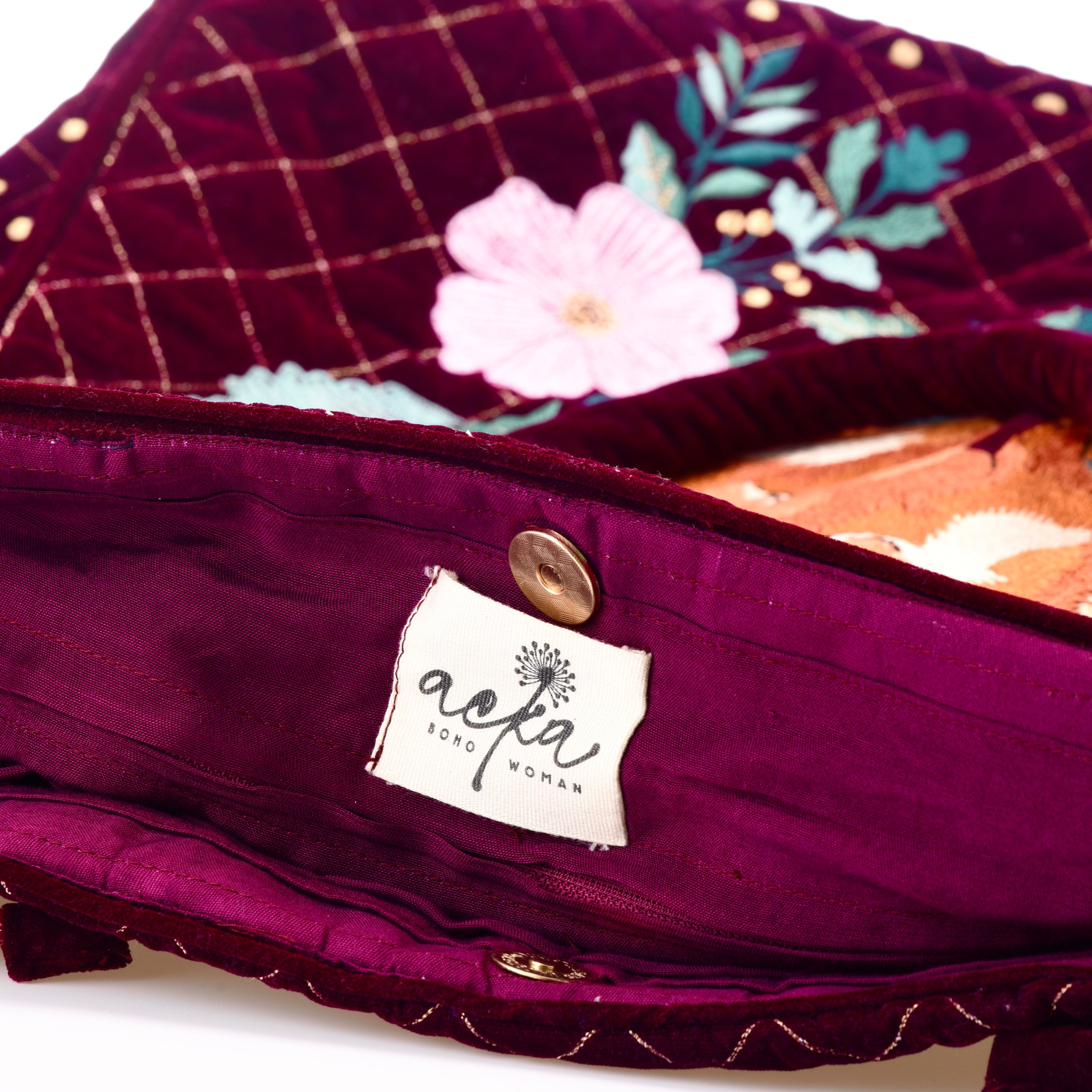 The Savannah Luxe Tote - Cherry Red - Oversized Embroidered Velvet Tote