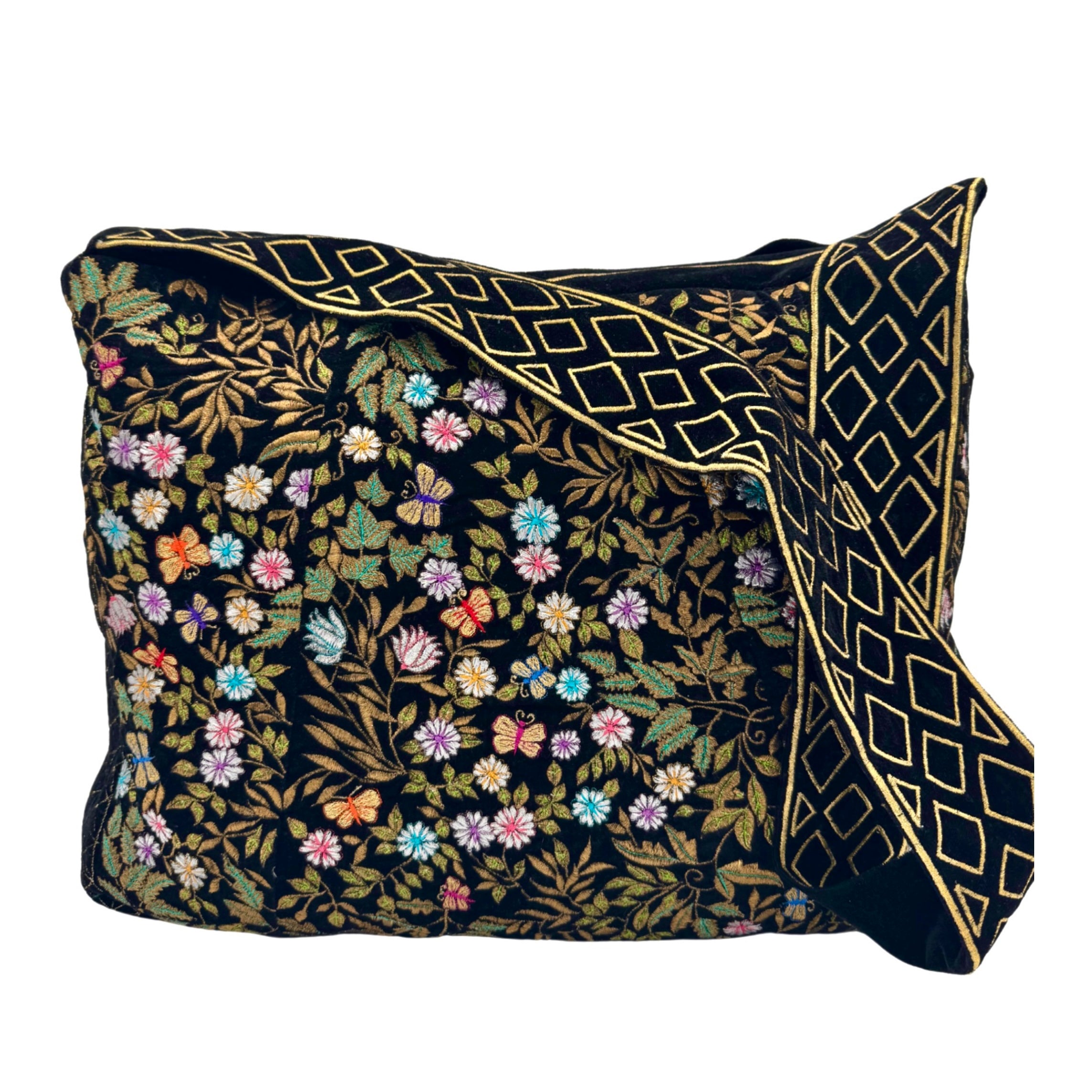 The Seraphina Luxe Tote - Embroidered Velvet Tote Bag