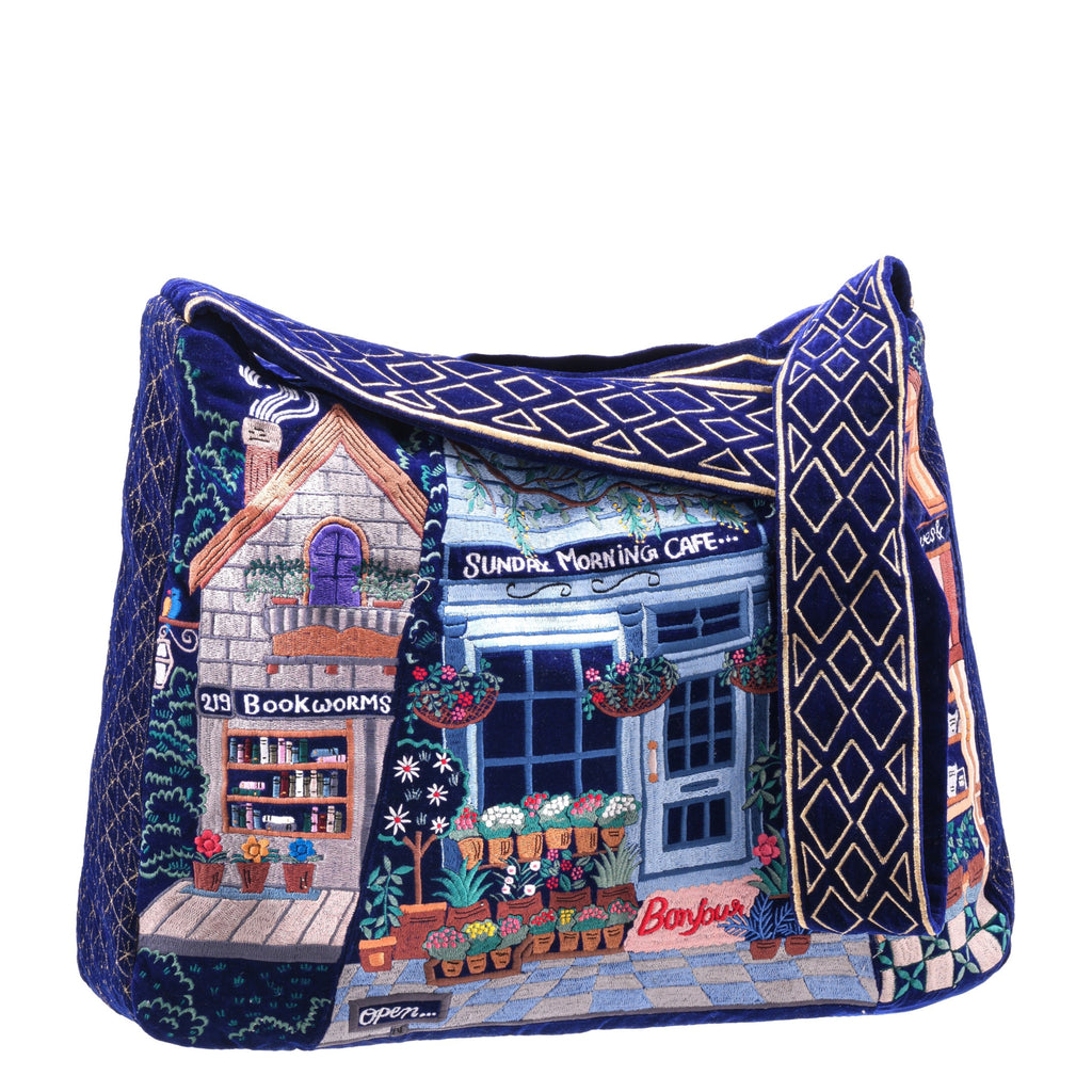 The Chelsea Luxe Tote - Deep Blue - Oversized Embroidered Tote Bag