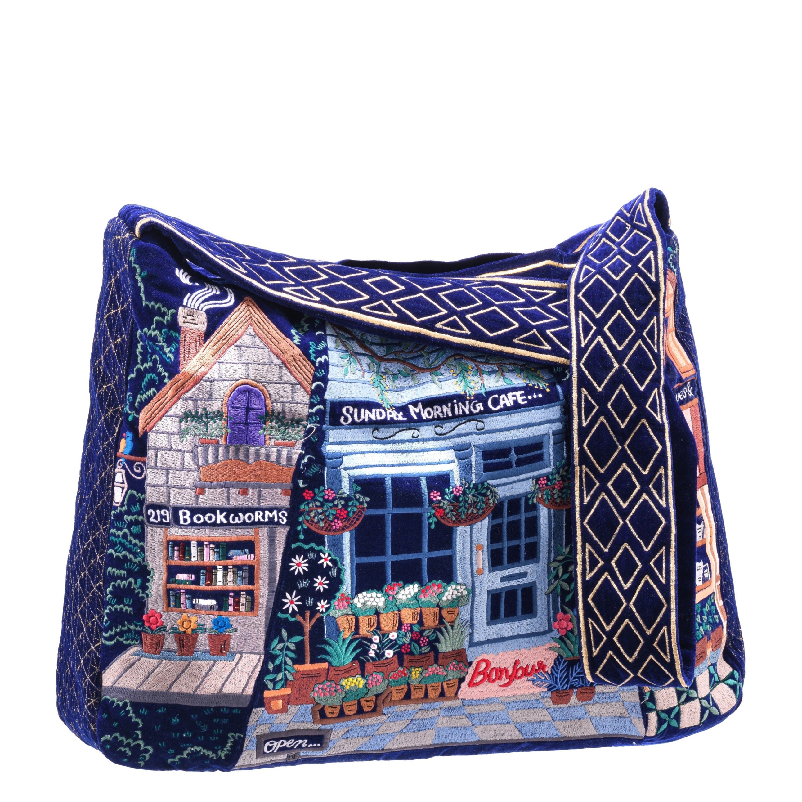 The Chelsea Luxe Tote - Deep Blue - Oversized Embroidered Tote Bag